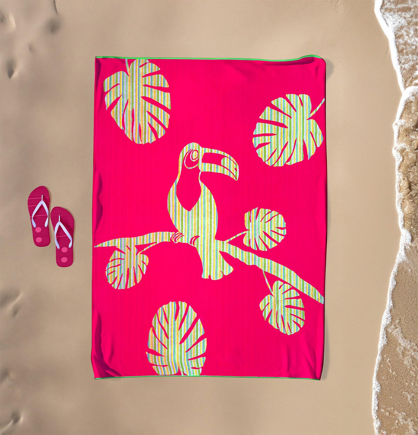 STRANDTUCH aus Veloursfrottee Jacquard Rosa 140x180 400g/m² - Cadix - Pink, Textil (140/180cm) - LE COMPTOIR DE LA PLAGE