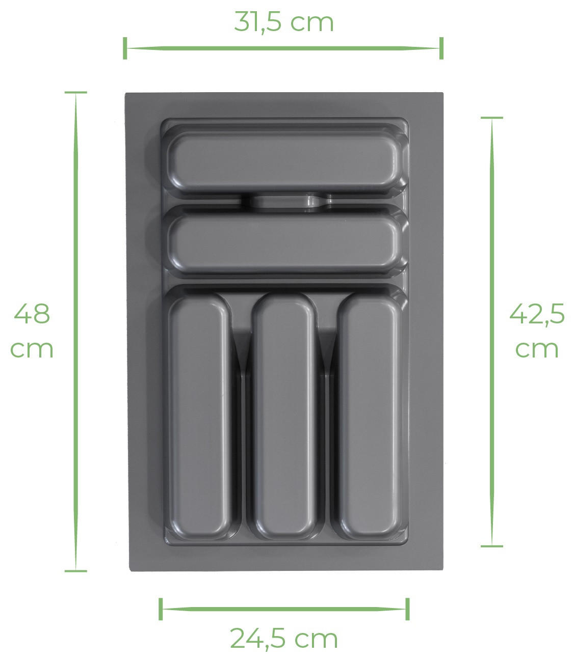 BESTECKKASTEN Besteckkästen - einstellbar von 24,5 bis 31,5 cm Breite - Grau, Kunststoff (32/6/48cm) - Sareva