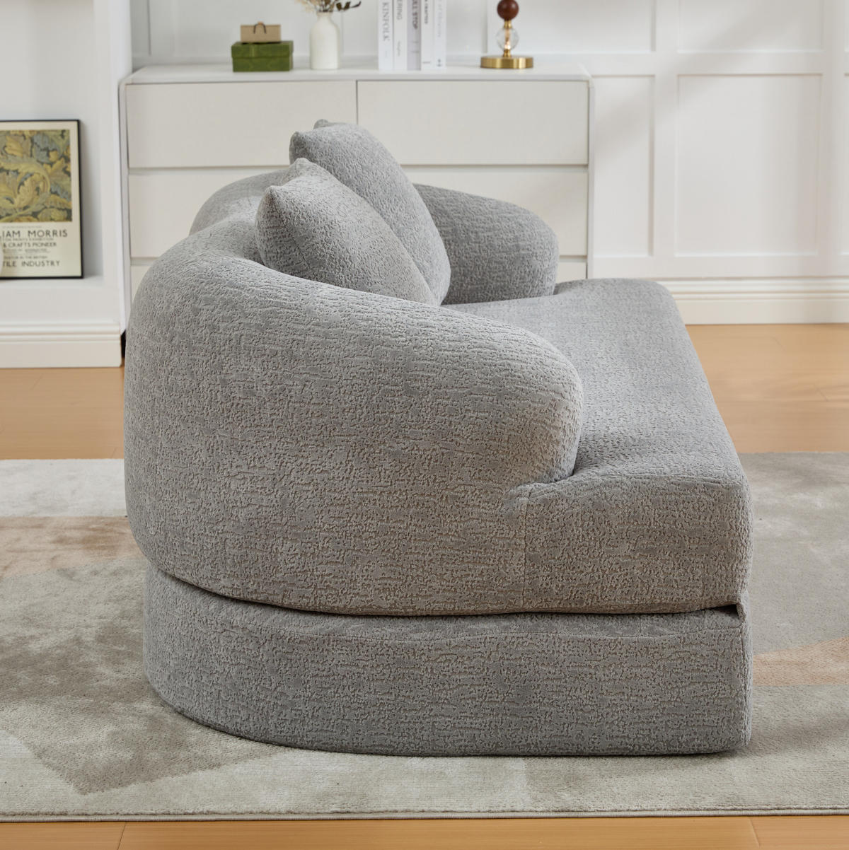 SCHLAFSOFA 157/84/65 cm aus Chenille mit Klappfunktion Hellgrau - Hellgrau, Textil (84/65/157cm) - Modenvie