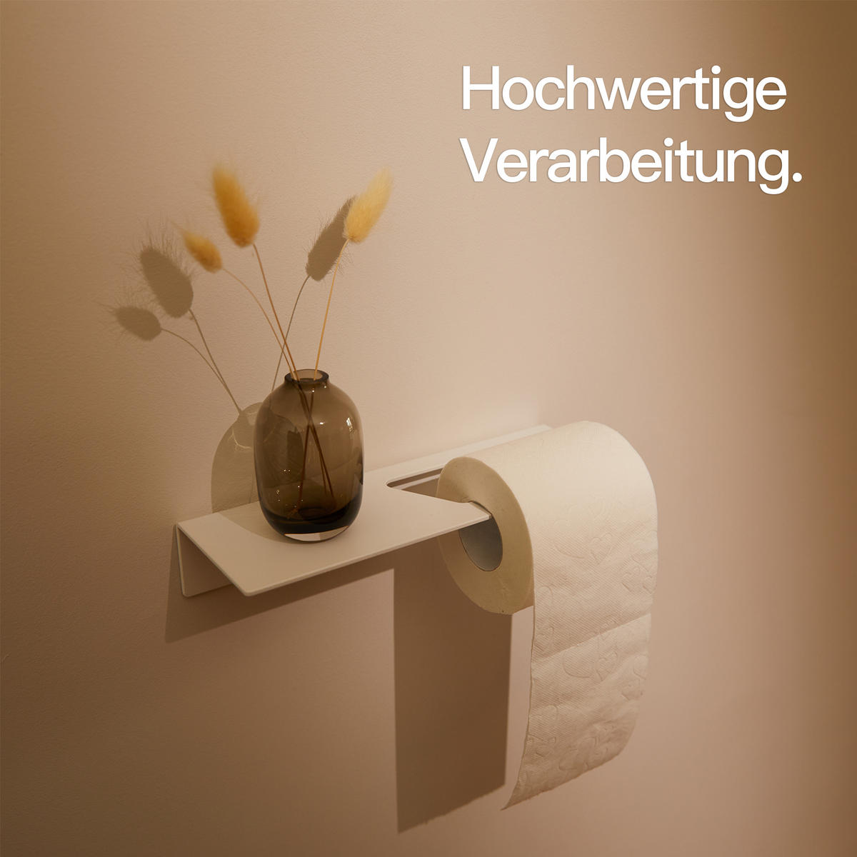 TOILETTENPAPIERHALTER OHNE BOHREN mit Ablage Weiß - Weiß, Metall (27/5/10cm) - Designfabrik Hamburg