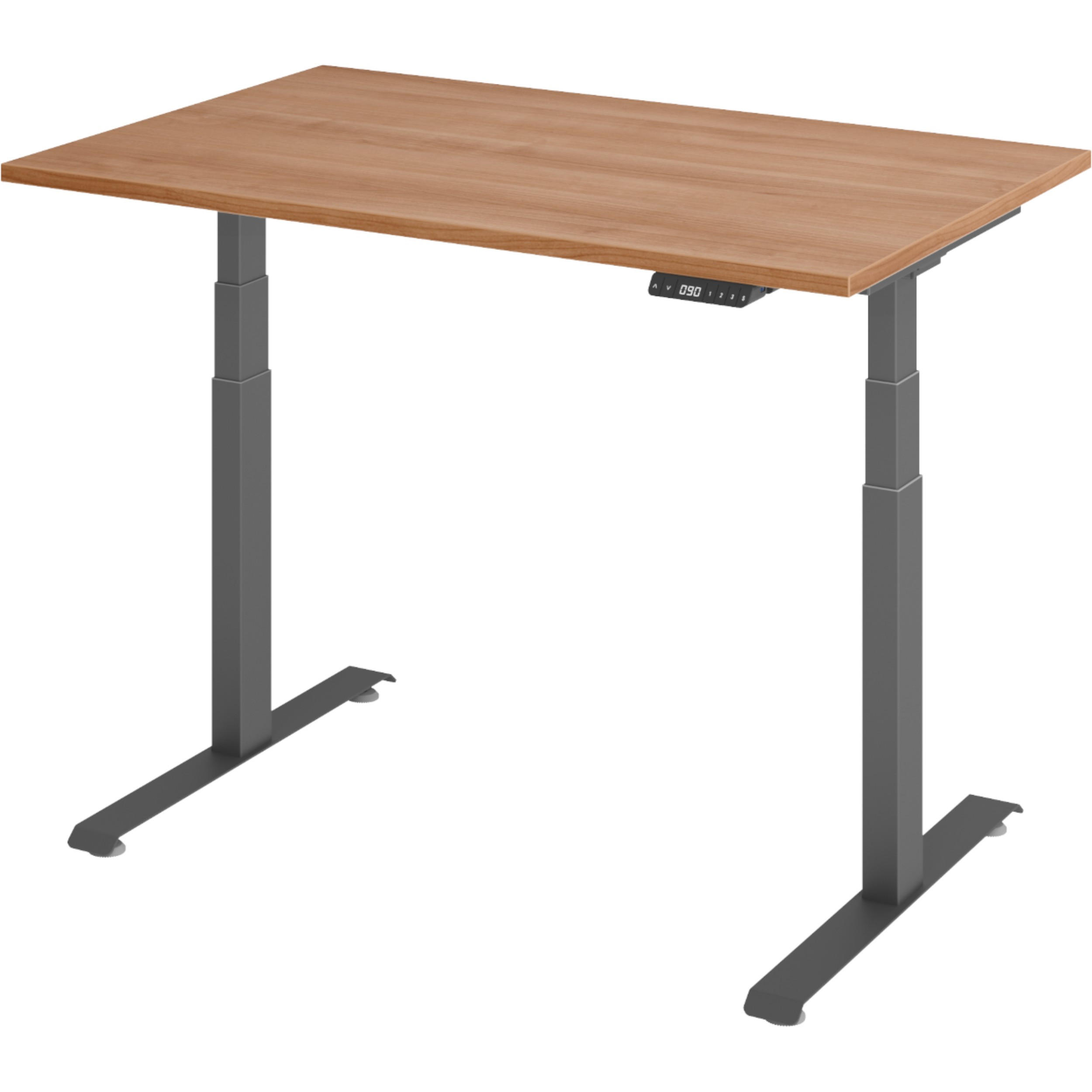 SCHREIBTISCH elektrisch 80/120/74 cm in Nussbaumfarben/Graphitfarben - Nussbaumfarben/Graphitfarben, Holzwerkstoff (80/120/74cm) - bümö