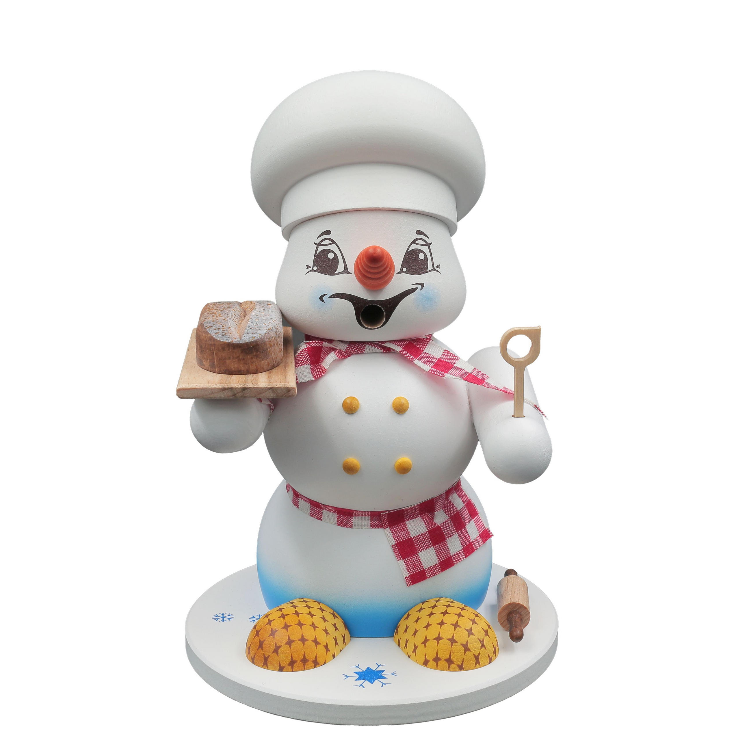 RAUCHFIGUR Schneemann Weiß Bäcker 19 cm - Multicolor, Holz (15/19/0.1cm)