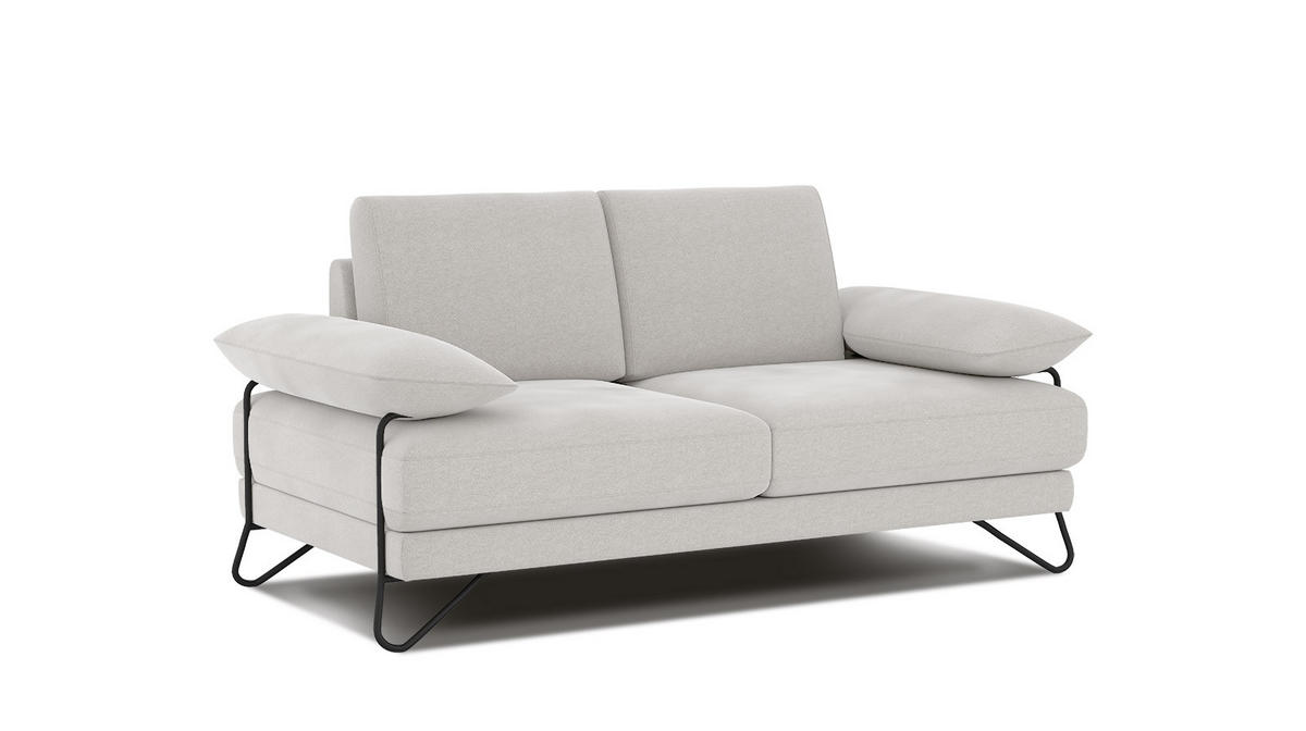 SOFA LORI 2-Sitzer, weiß - Schwarz/Weiß, Holzwerkstoff/Textil (185/87/96cm) - Courtois Laville