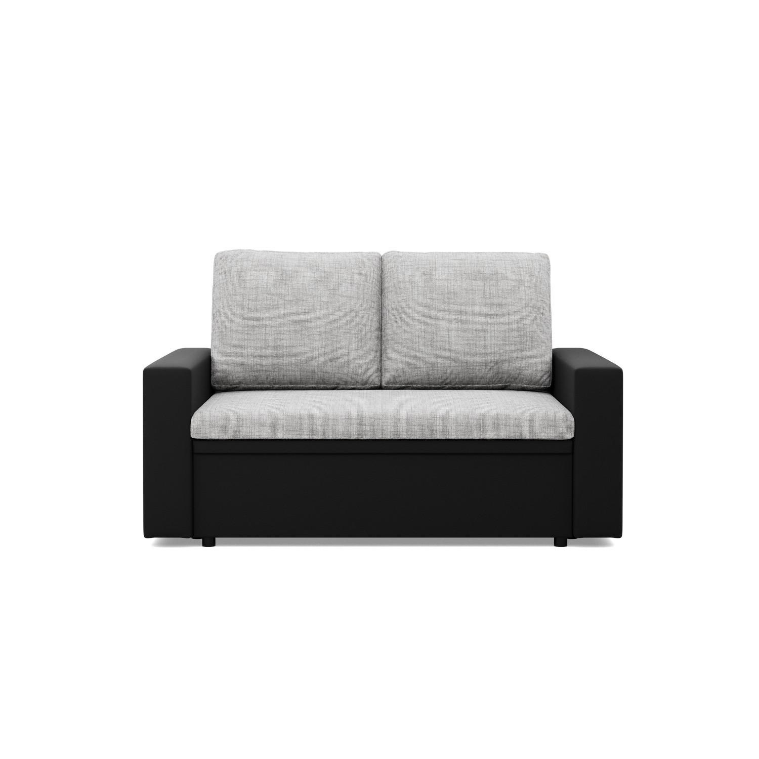 SOFA 2-SITZER MIT SCHLAFFUNKTION LUNA, Grau + Schwarz - Schwarz/Grau, Textil (148/90/87cm)