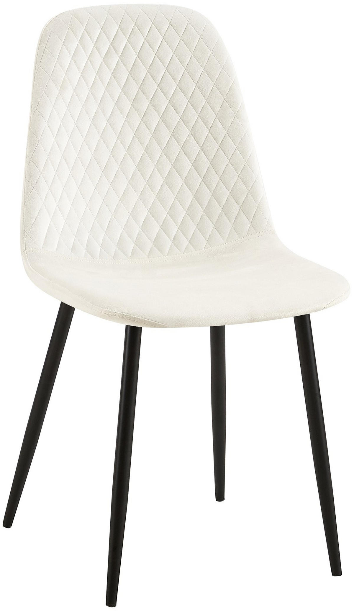 STUHL Samt Cremeweiß - Schwarz/Weiß, Textil/Metall (44/88/54cm) - CLP