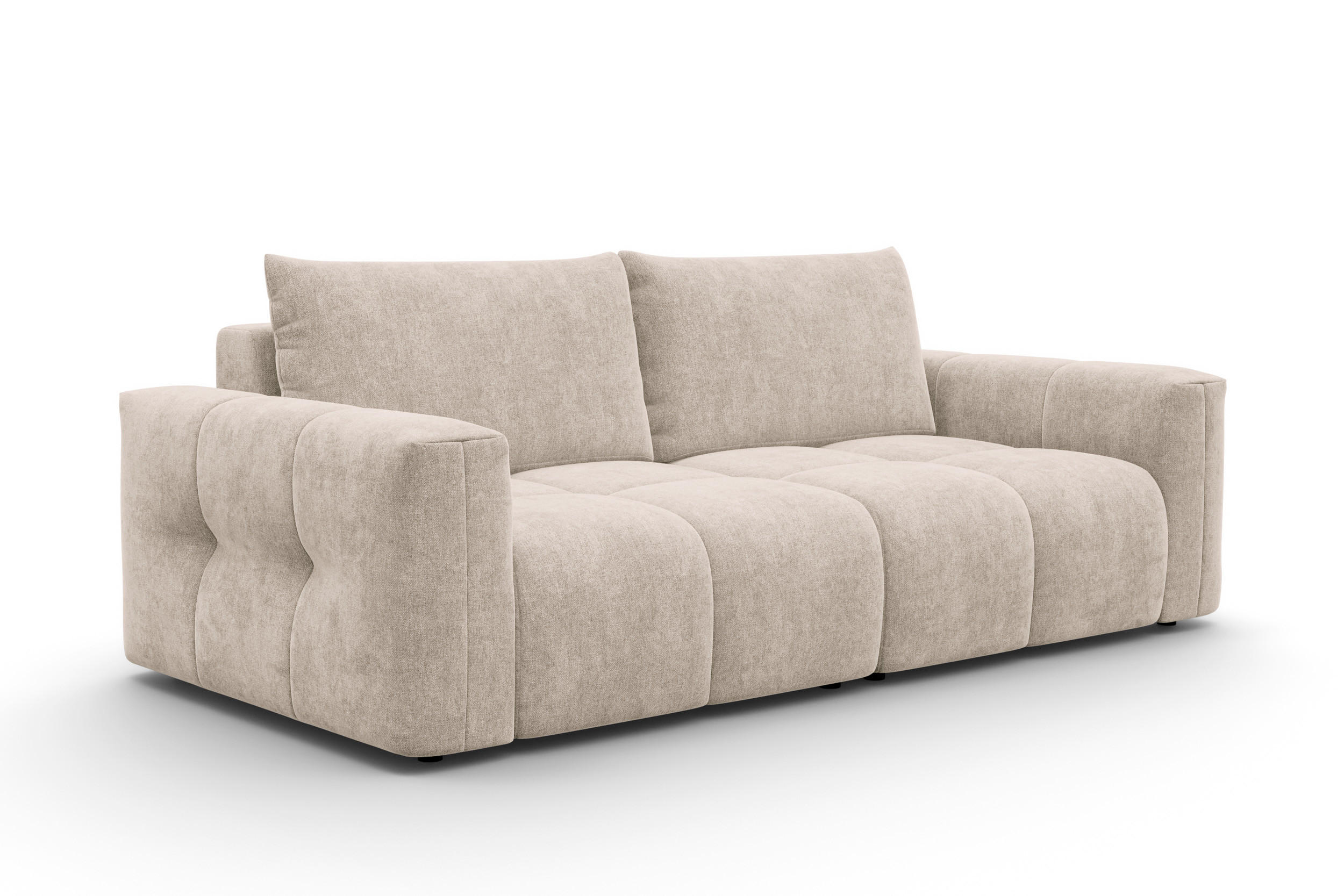 SOFA VERONA 3-Sitzer, Beige - Beige/Schwarz, Holz/Textil (224/83/110cm) - Courtois Laville