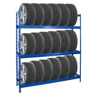 REIFENREGAL Tiger XL 200x180x45 cm 300 kg Fachlast bis zu 21 Reifen auf 3 Ebenen Blau - Blau, Metall (180/200/45cm) - PROREGAL