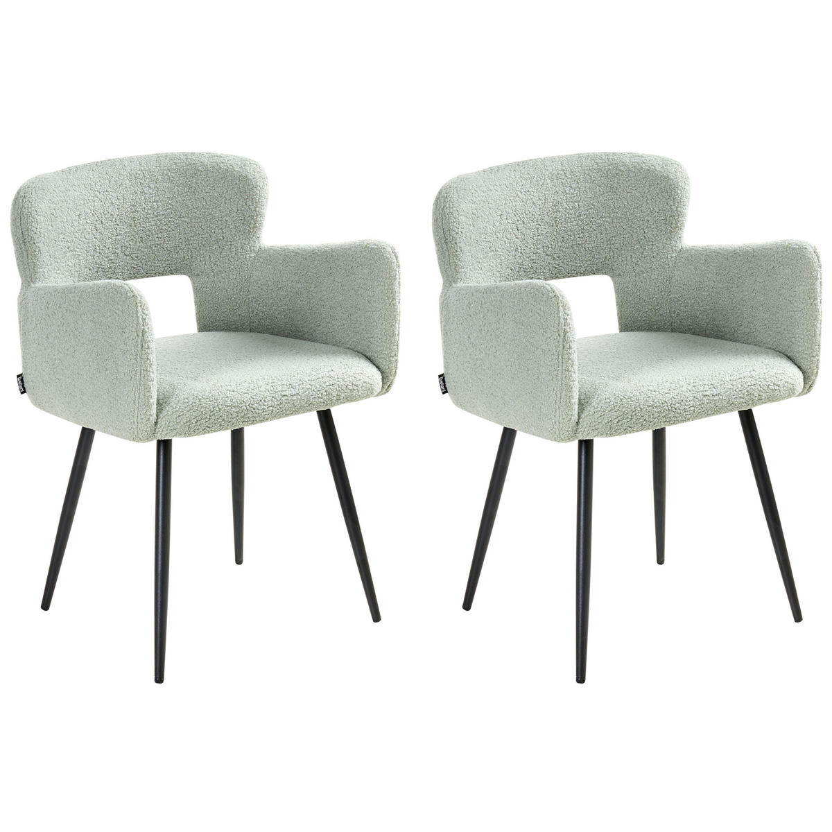 ESSZIMMERSTUHL 2er-Set Hellgrün Sanilac - Schwarz/Hellgrün, Textil (54/76/50cm) - Beliani