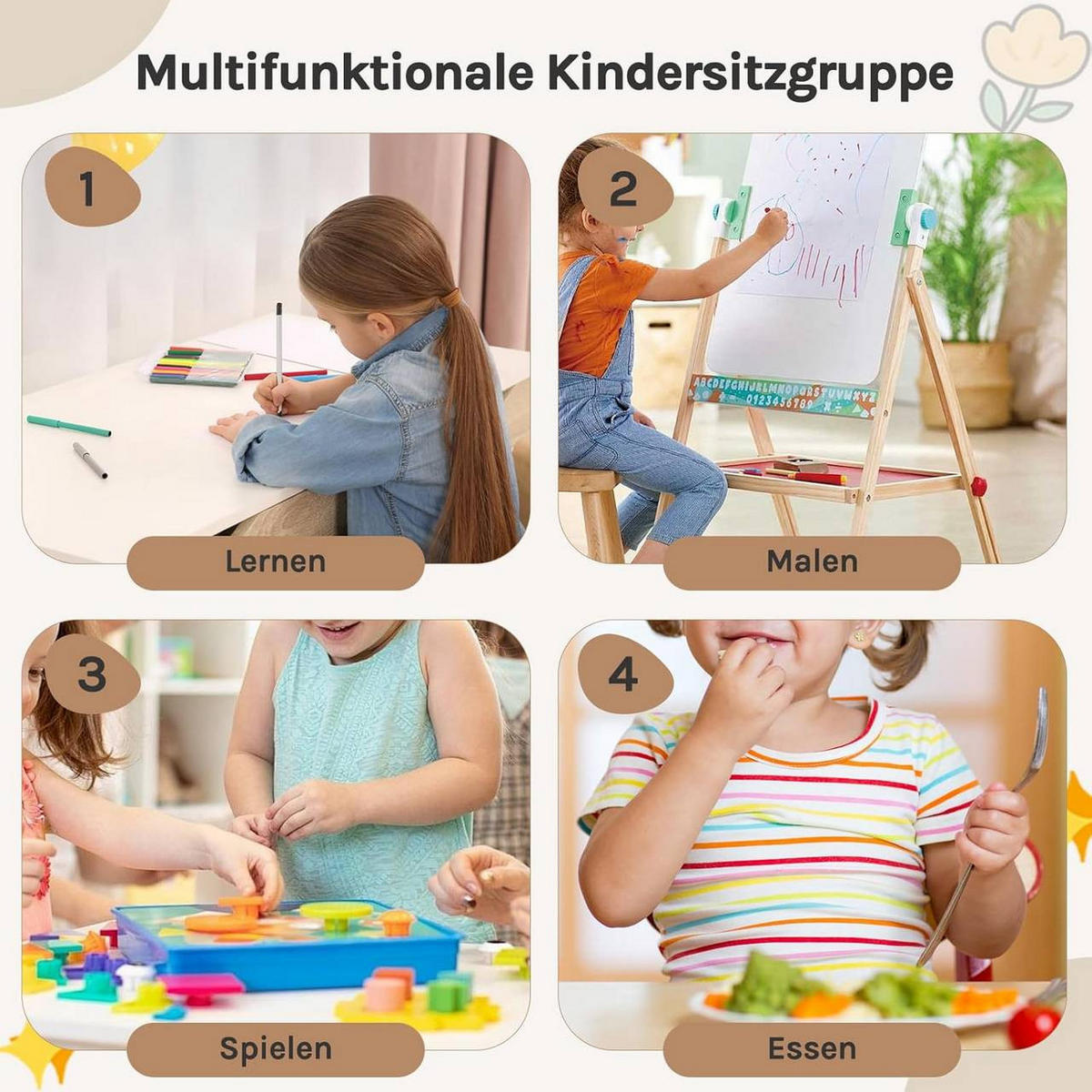 KINDERTISCH mit 2 Stühlen, Stauraum Tafel, Maltisch, Weiß - Weiß, Holzwerkstoff (60/60/57.5cm) - Woltu