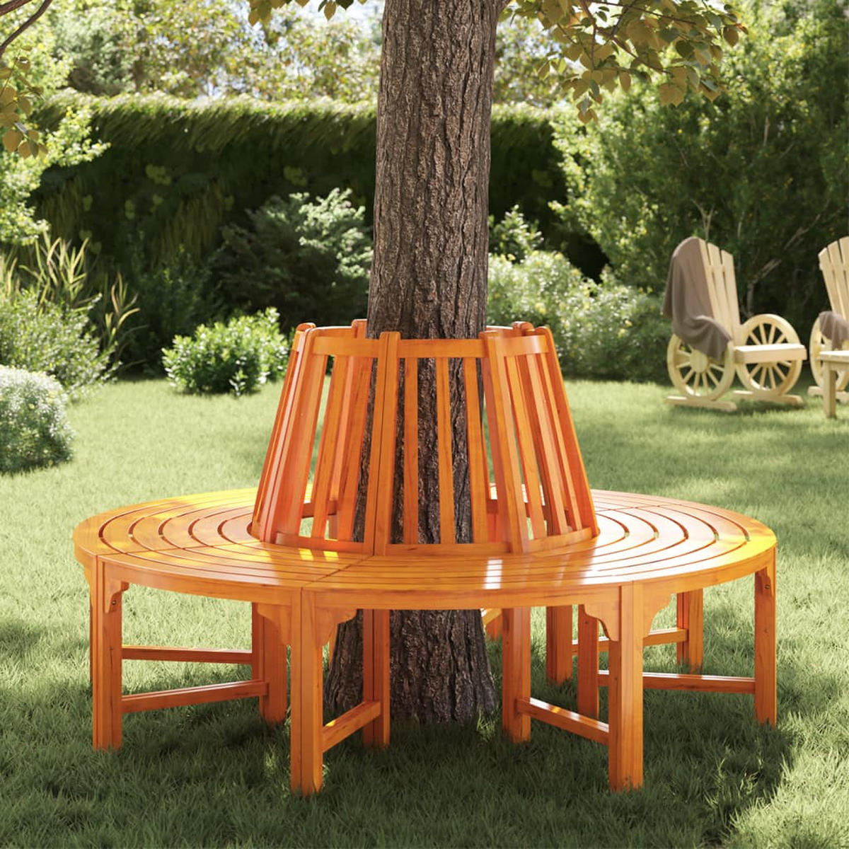 BAUMBANK Ø 160 cm Holz - Braun, Holz (160/92/160cm) - furnicato