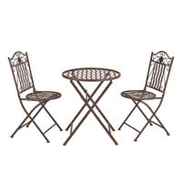 BISTROSET 3 TLG. Biella - Braun, Metall - [en.casa]