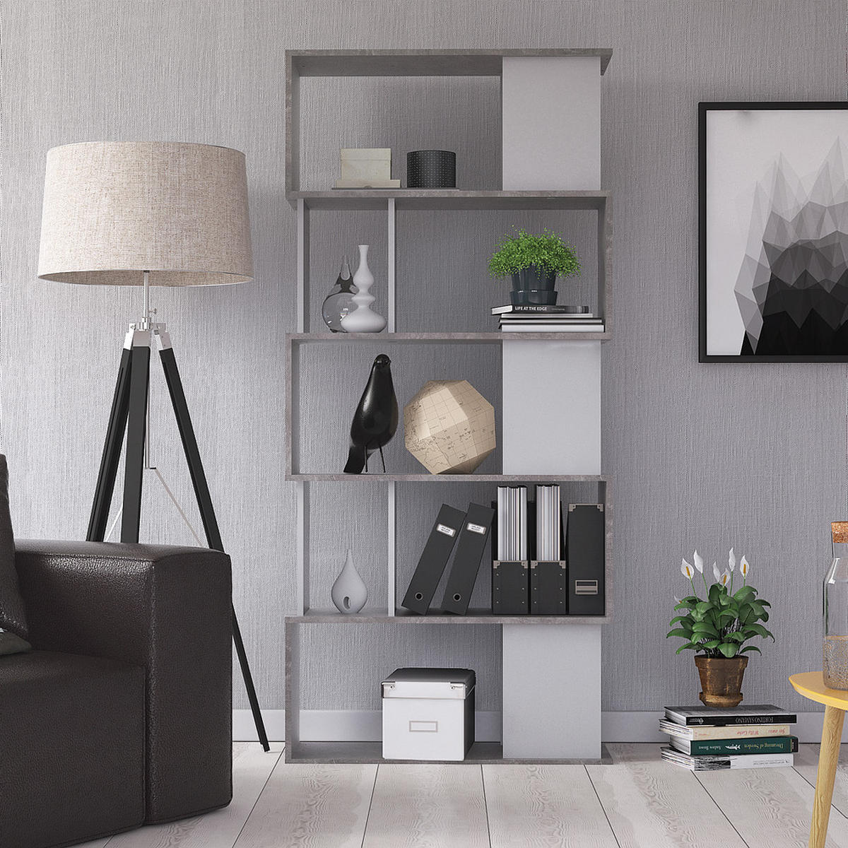 REGAL Beton Dekor - Grau, Holzwerkstoff (80/174/30cm) - ebuy24