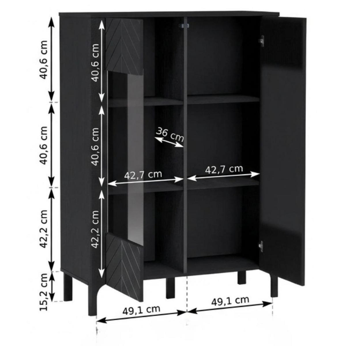 VITRINE Malumi MM-3 103 x 145 x 40,5 cm Schwarz Paintflow - Schwarz, Holzwerkstoff (103/145/40.5cm) - Koseto