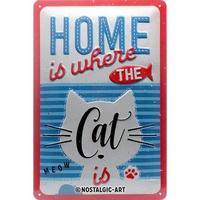 BLECHSCHILD 20/30 cm Pfotenschild Home is where the Cat is - Multicolor, Metall (20/30/0.2cm) - Nostalgic-Art