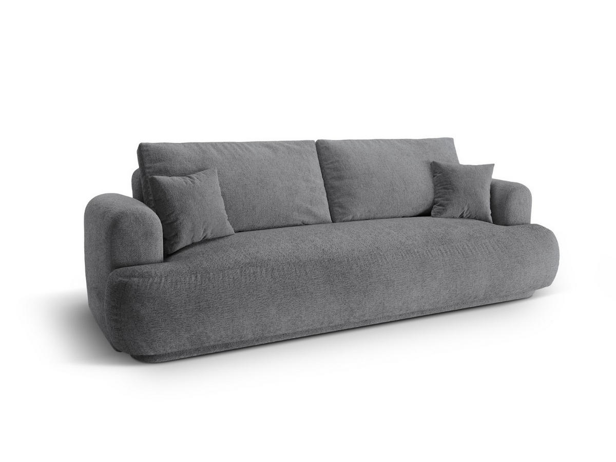 SOFA ausklappbar mit Bettkasten Ella aus strukturiertem Stoff grau 3 Sitzplätze - Grau, Textil (108/94/271cm) - Micadoni