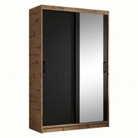 SCHWEBETÜRENSCHRANK Hela 100/205/60 2-türig eiche Artisan/schwarz mit Schubkasteneinsatz - Schwarz/Eiche Artisan, Holzwerkstoff (100/205/60cm) - Beautysofa