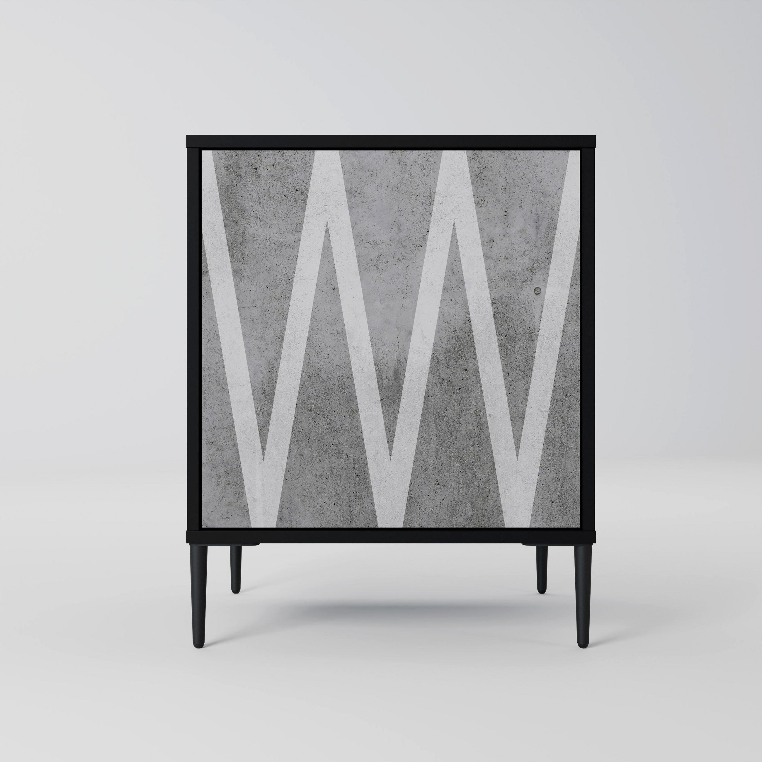 SIDEBOARD SOLID ZIG ZAG, Schwarz, 57,5x42x72,5 cm, Schwarze Metallfüße - Multicolor/Schwarz, Holzwerkstoff/Metall (57.5/72.5/42cm) - SpaceRebels