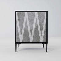 SIDEBOARD SOLID ZIG ZAG, Schwarz, 57,5x42x72,5 cm, Schwarze Metallfüße - Multicolor/Schwarz, Holzwerkstoff/Metall (57.5/72.5/42cm) - SpaceRebels