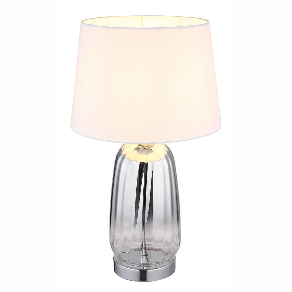 LED TISCHLEUCHTE Classy Silber Glas Textil - Silberfarben, Glas (30/30/52cm) - Globo Lighting