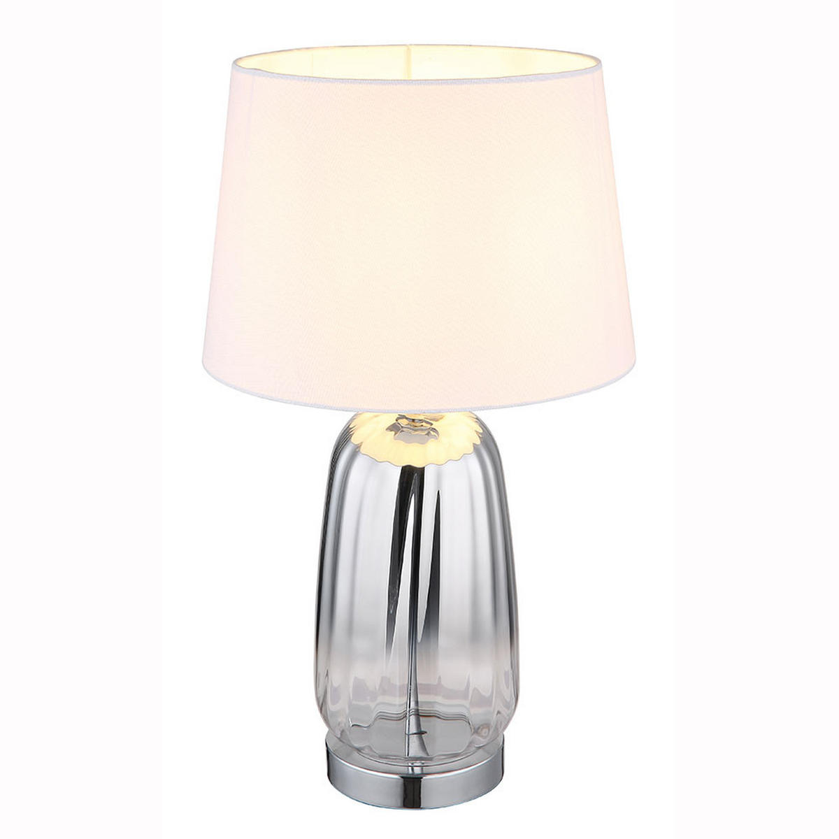 LED TISCHLEUCHTE Classy Silber Glas Textil - Silberfarben, Glas (30/30/52cm) - Globo Lighting