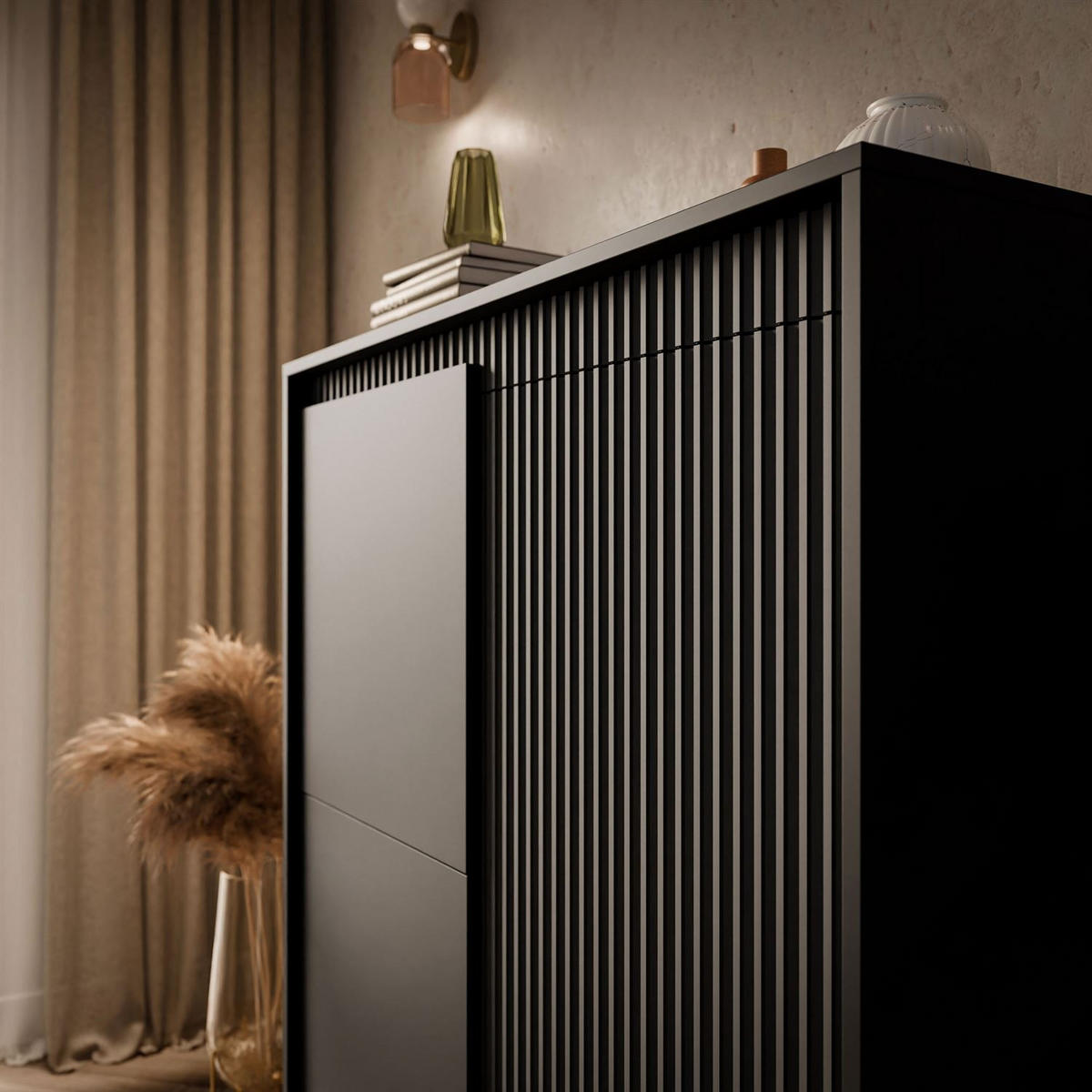 HIGHBOARD YASUMI 3D schwarz matt - Schwarz, Holzwerkstoff (103.5/123.4/39.5cm) - Lookway
