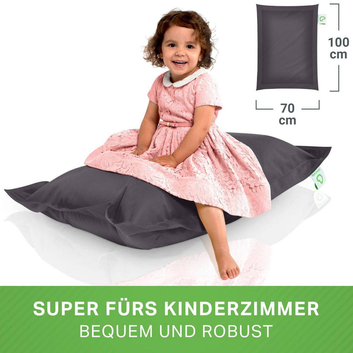 KINDER-SITZSACK 70x100cm - 70 Liter - Anthrazit, Textil (70/10/100cm) - Green Bean