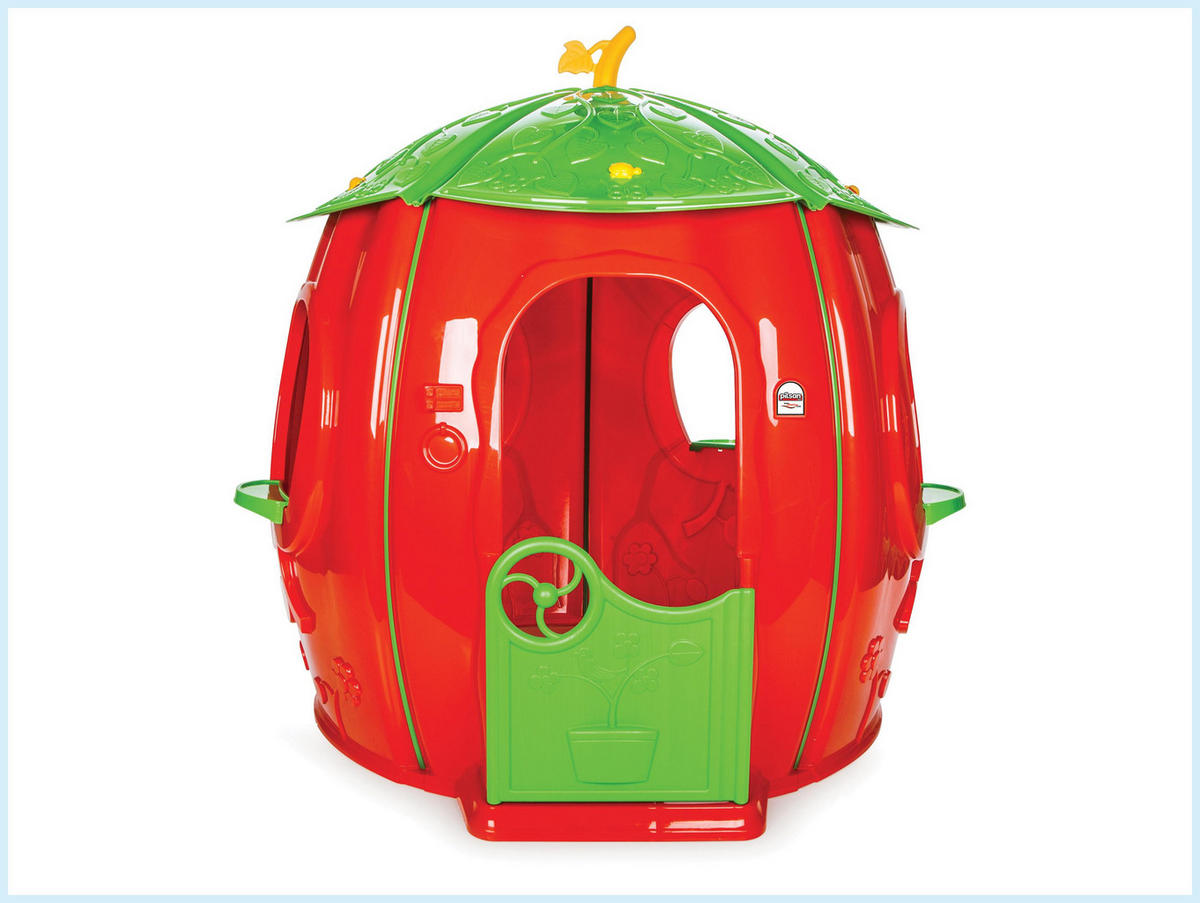 KINDERHÄUSCHEN Rot aus robustem Kunststoff inklusive Rutsche - Rot, Kunststoff (141/142/141cm) - Purline
