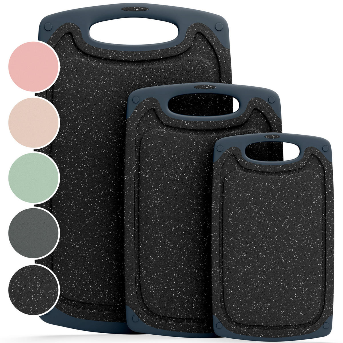 SCHNEIDEBRETT 3er Set Schwarz - Schwarz, Kunststoff (25/0.75cm) - Blumtal