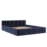 POLSTERBETT Milos mit Stauraum 180/200 cm Marineblau im Terra NW Stoff - Schwarz/Naturfarben, Holz/Holzwerkstoff (180/200cm) - AltaBeds