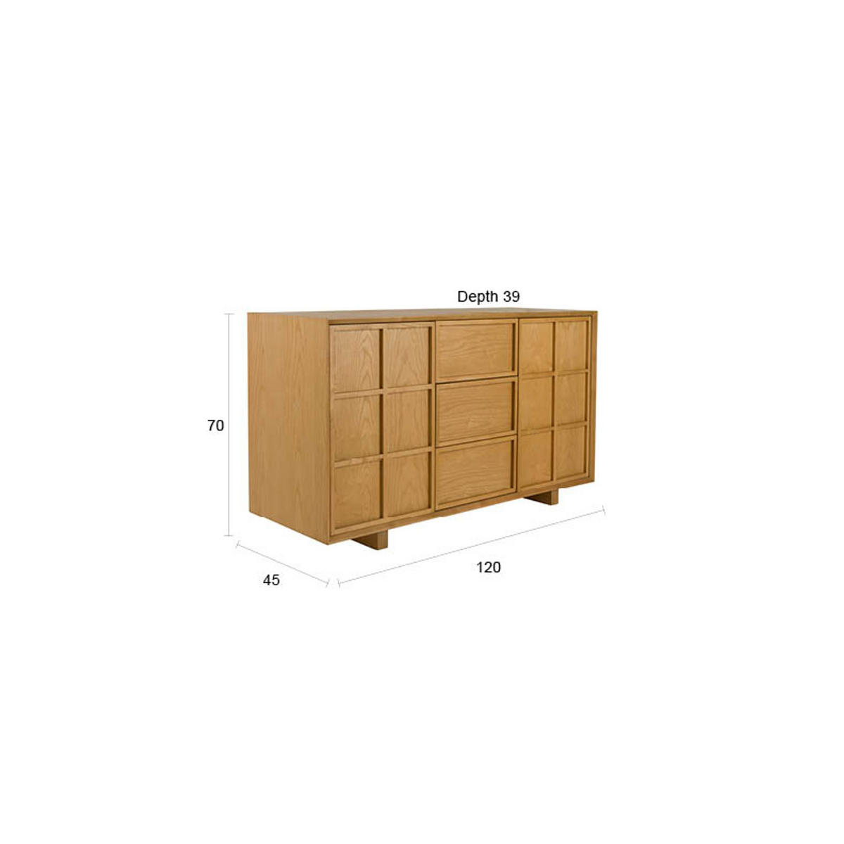 SIDEBOARD Raster Hoch Natur - Naturfarben, Holzwerkstoff (120/70/45cm) - Zuiver