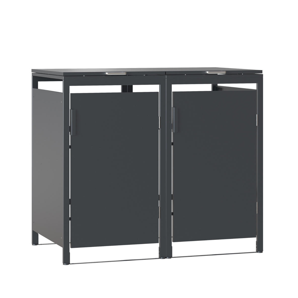 MÜLLTONNENBOX MODUS 2er HxBxT 118,5x136x80cm für 2 x 240 Liter Mülltonnen Verzinkter Stahl - Grau, Metall (136/118.5/80cm)
