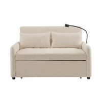 SOFA od chenille tkanine, 129/163/81 cm bež, na razvlačenje s USB-om - bež, tekstil (129/81/76cm) - BEAOK