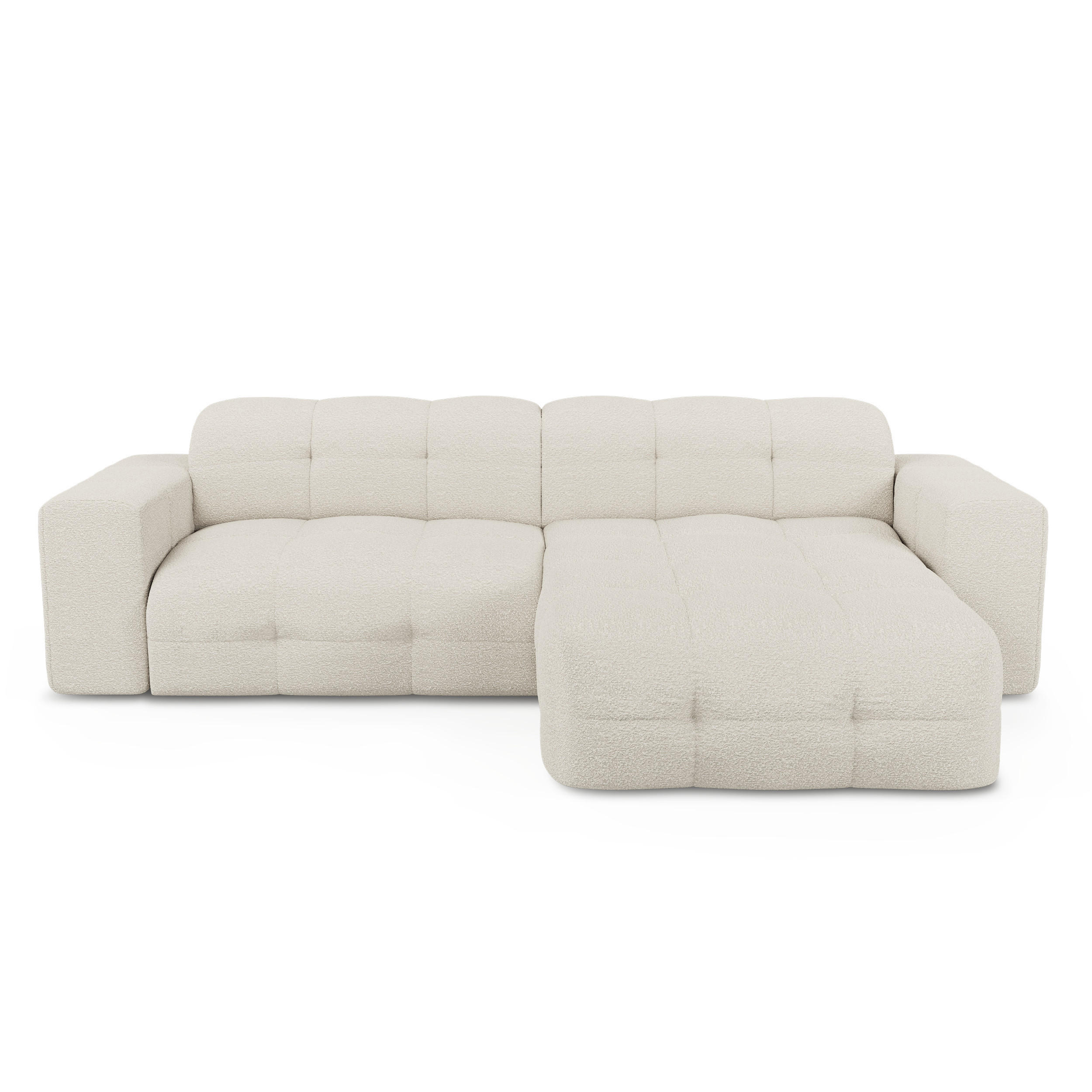 ECKSOFA RECHTS Bouclé-Stoff Creme 230cm - Creme, Textil (230/155cm) - Sia Home