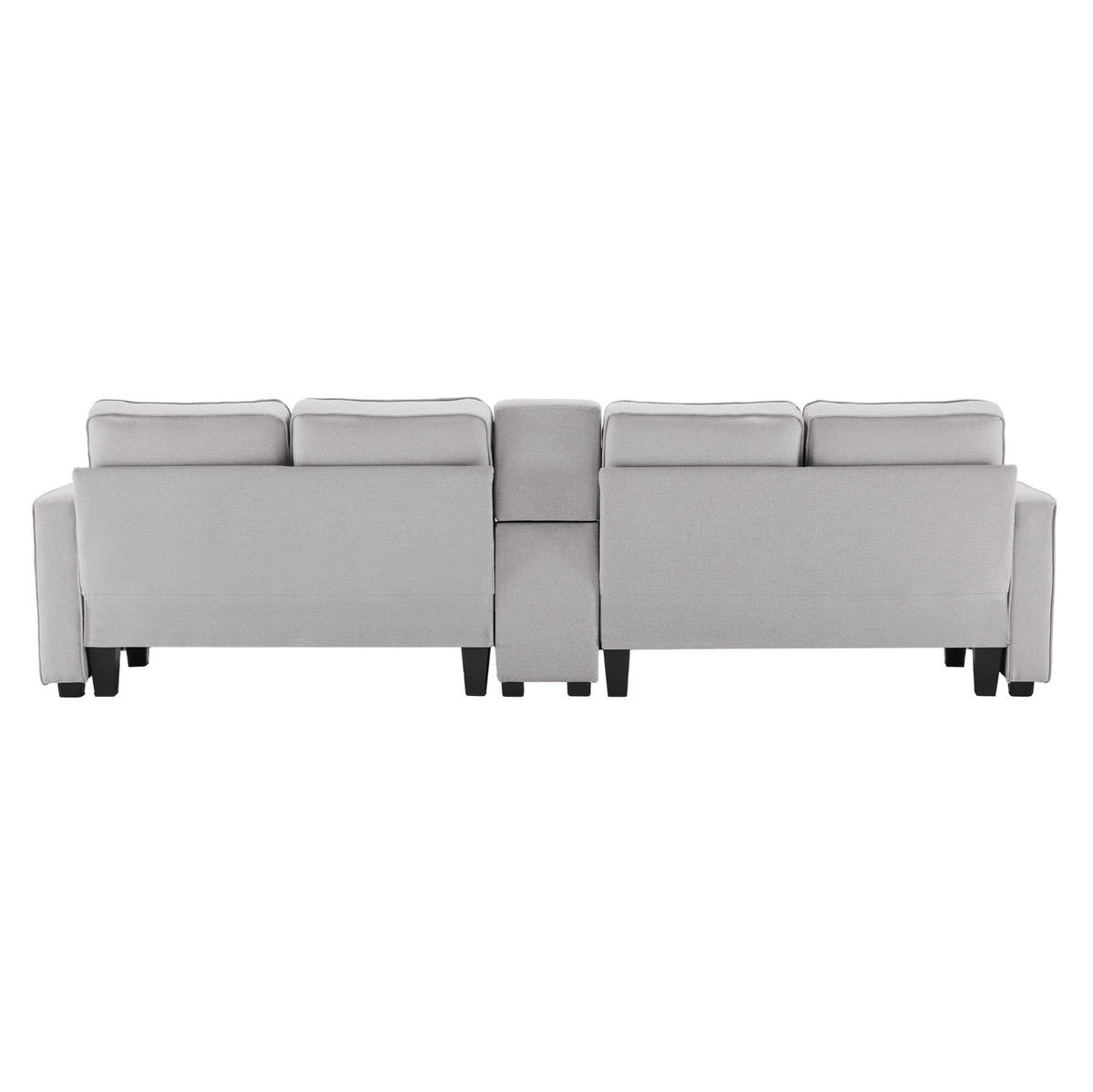 4-SITZER Sofa Leinenstoff mit Konsole 2 Getränkehaltern und 2 USB-Anschluss 290/83/88 cm Hellgrau - Hellgrau, Textil (88/290/83cm) - Redom