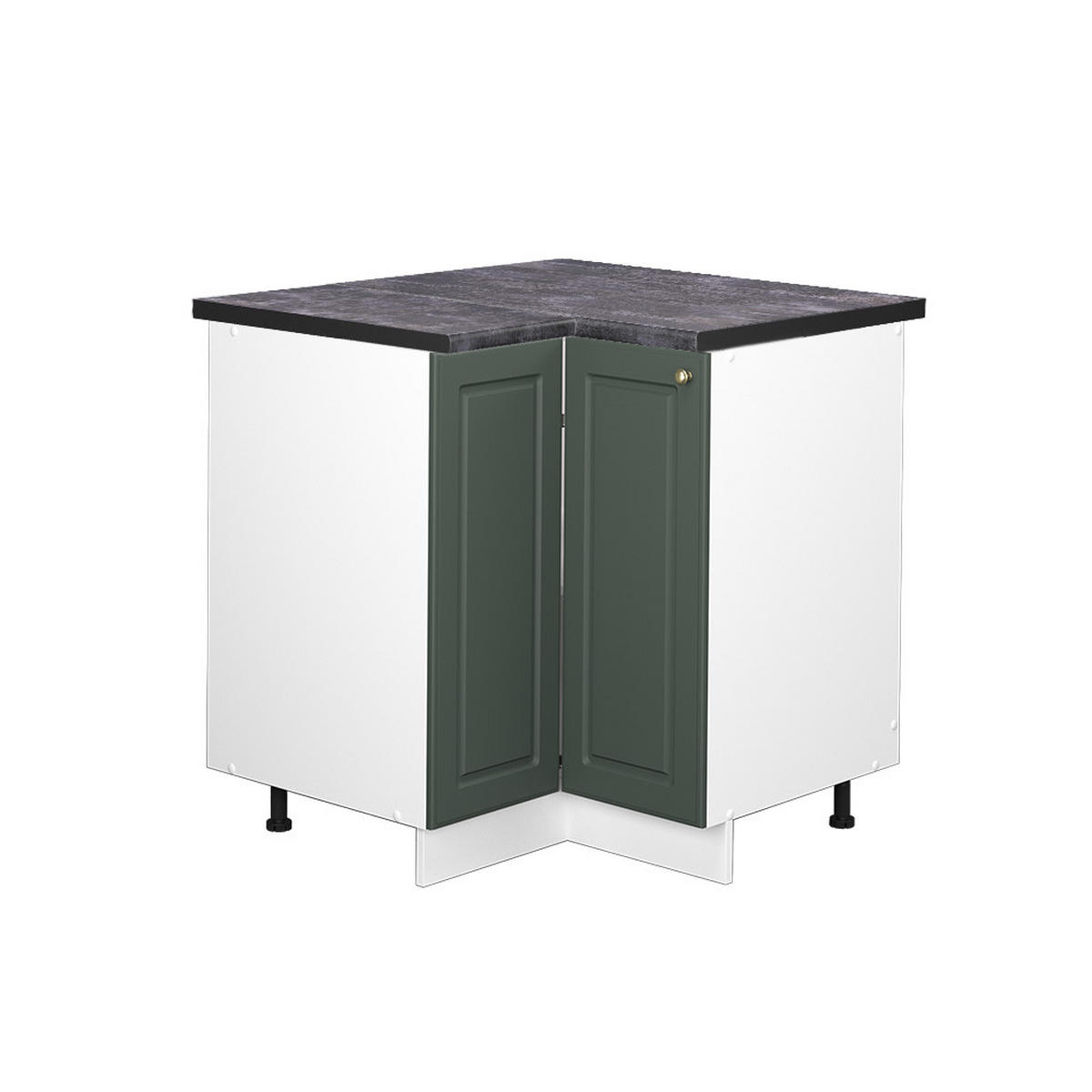 ECKUNTERSCHRANK Fame-Line Grün-Gold Landhaus 80.5 cm, AP Anthrazit - Weiß/Grün, Holzwerkstoff (80.5/82/60cm) - Vicco