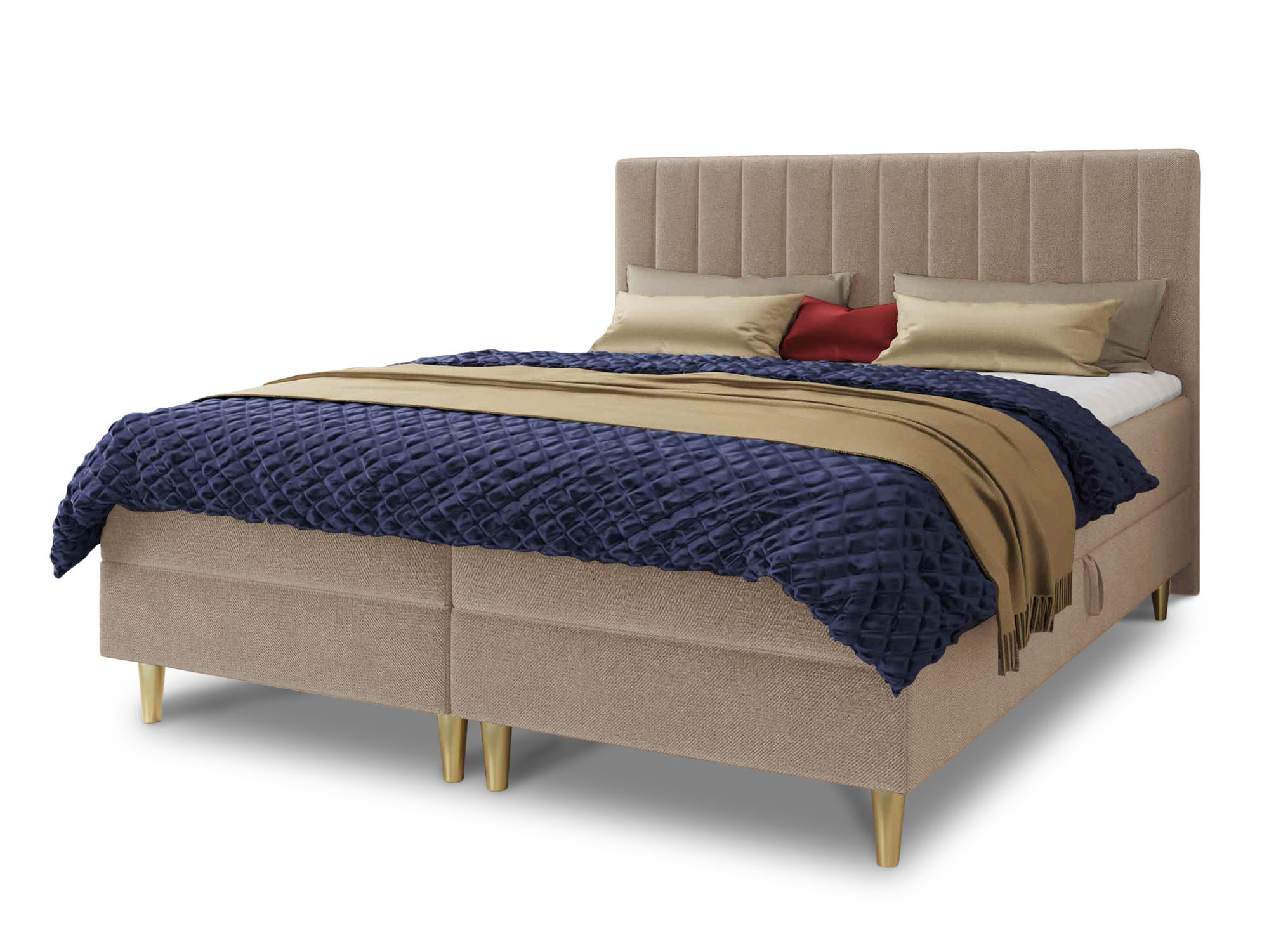 BOXBETT Gold - 160x200 - beige (Manila 02, Velvet) - Gelb/Beige, Holz/Holzwerkstoff (160/200cm) - Sofnet