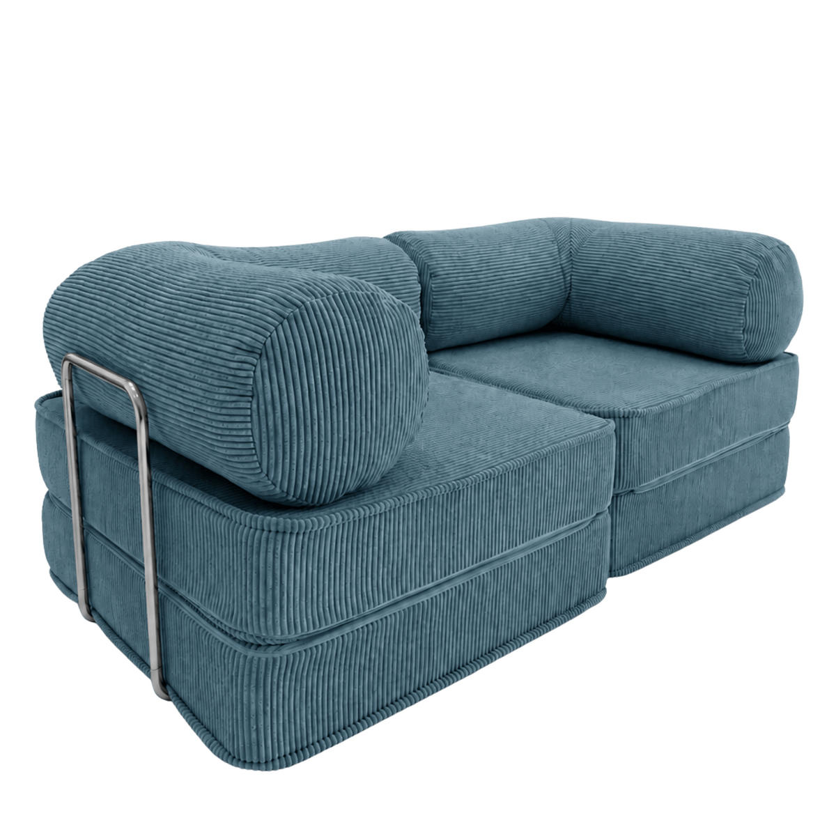 SOFA SURB Duo 100 Schlafsofa 2-Sitzer Tuerkis 200/100 cm - Türkis/Chromfarben, Textil/Metall (200/70/100cm) - SURB