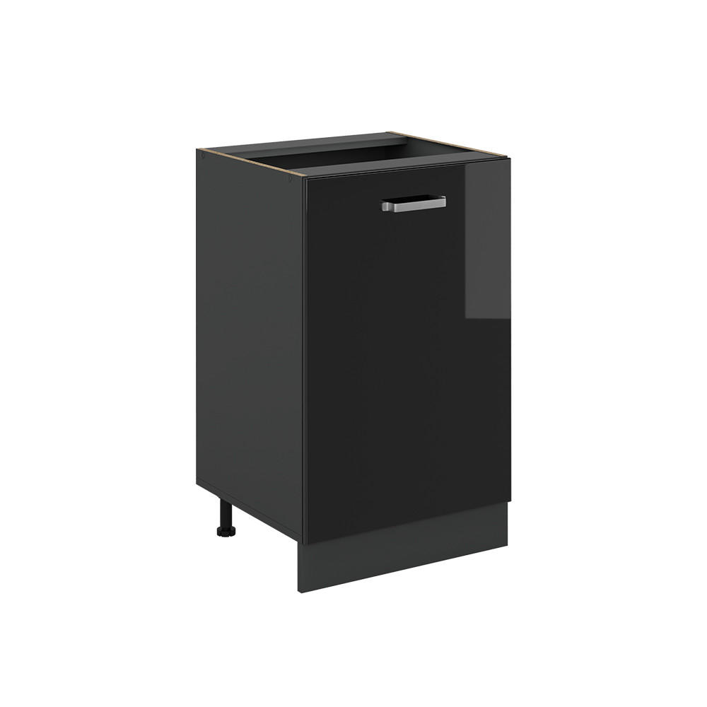 KÜCHENUNTERSCHRANK R-Line, Schwarz Hochglanz/Anthrazit, 50 cm ohne Arbeitsplatte - Schwarz Hochglanz/Anthrazit, Holzwerkstoff (50/81.6/46cm) - Vicco