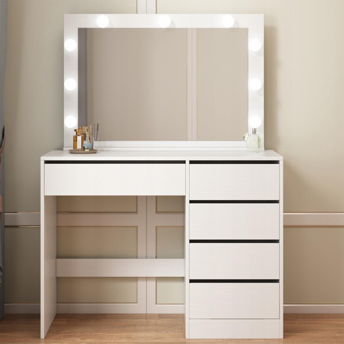 KOSMETIKTISCH weiß 142x100x50 cm - Weiß, Holzwerkstoff (100/142/50cm)