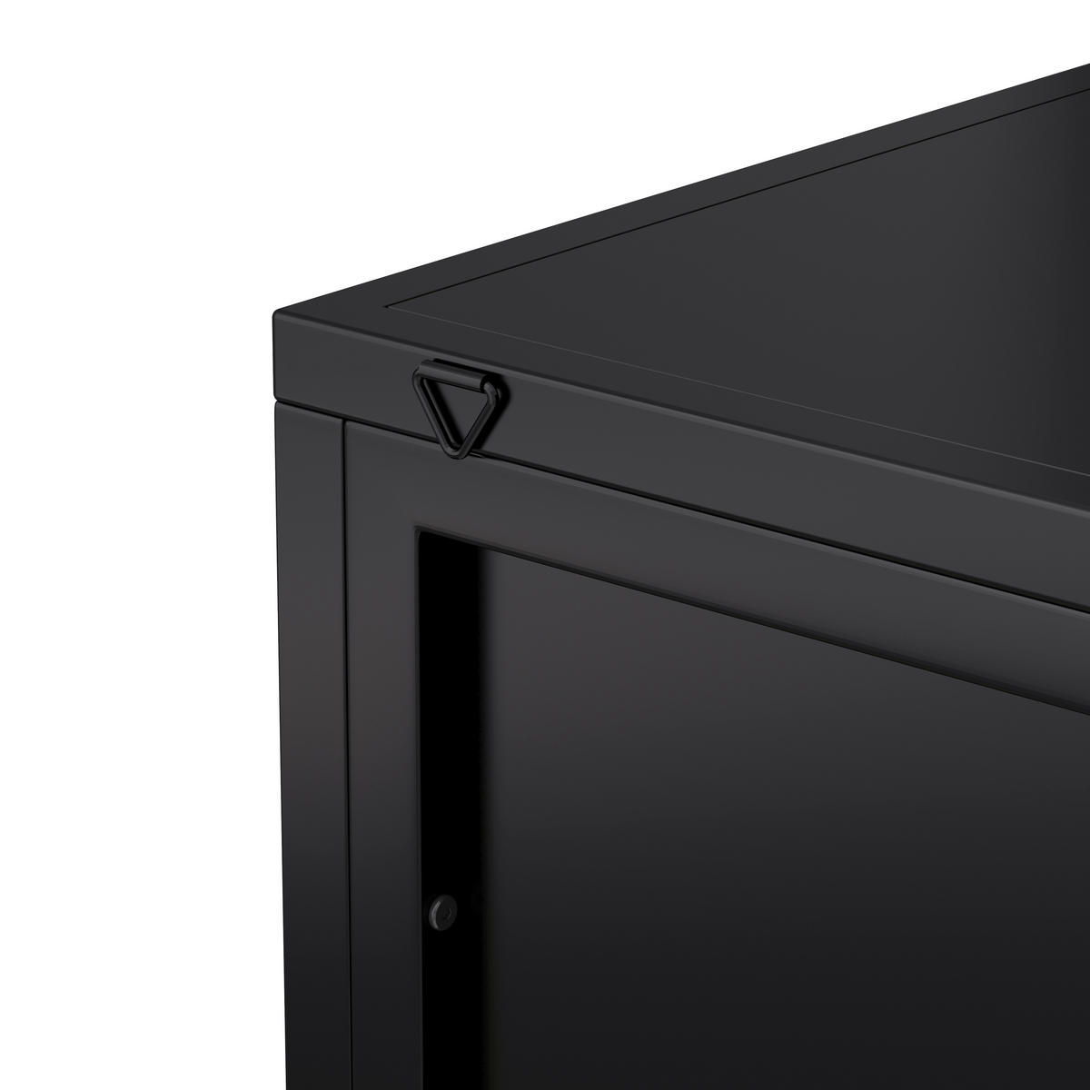 ECKSCHRANK Schwarz Metall & Glas 110cm mit 3 Ebenen & Tür - Schwarz, Metall (56/110/42.5cm) - Urban Meuble