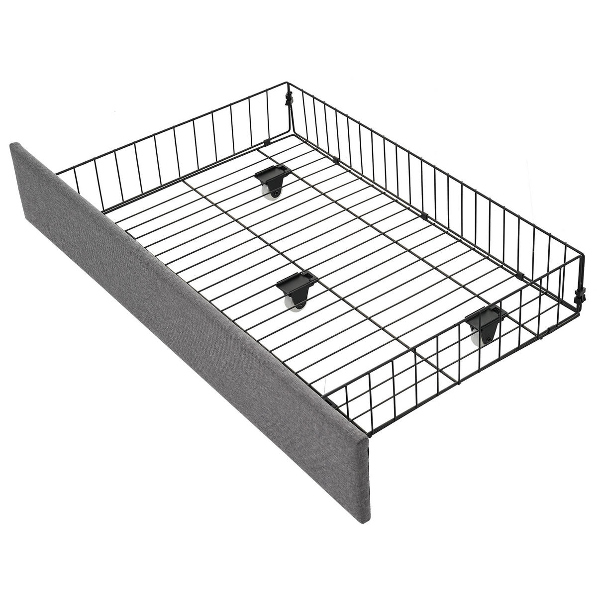 POLSTERBETT 90/190 cm Grau mit USB- und Type-C-Anschlüssen und 2 Schubladen - Grau, Textil (90/190cm) - OKWISH