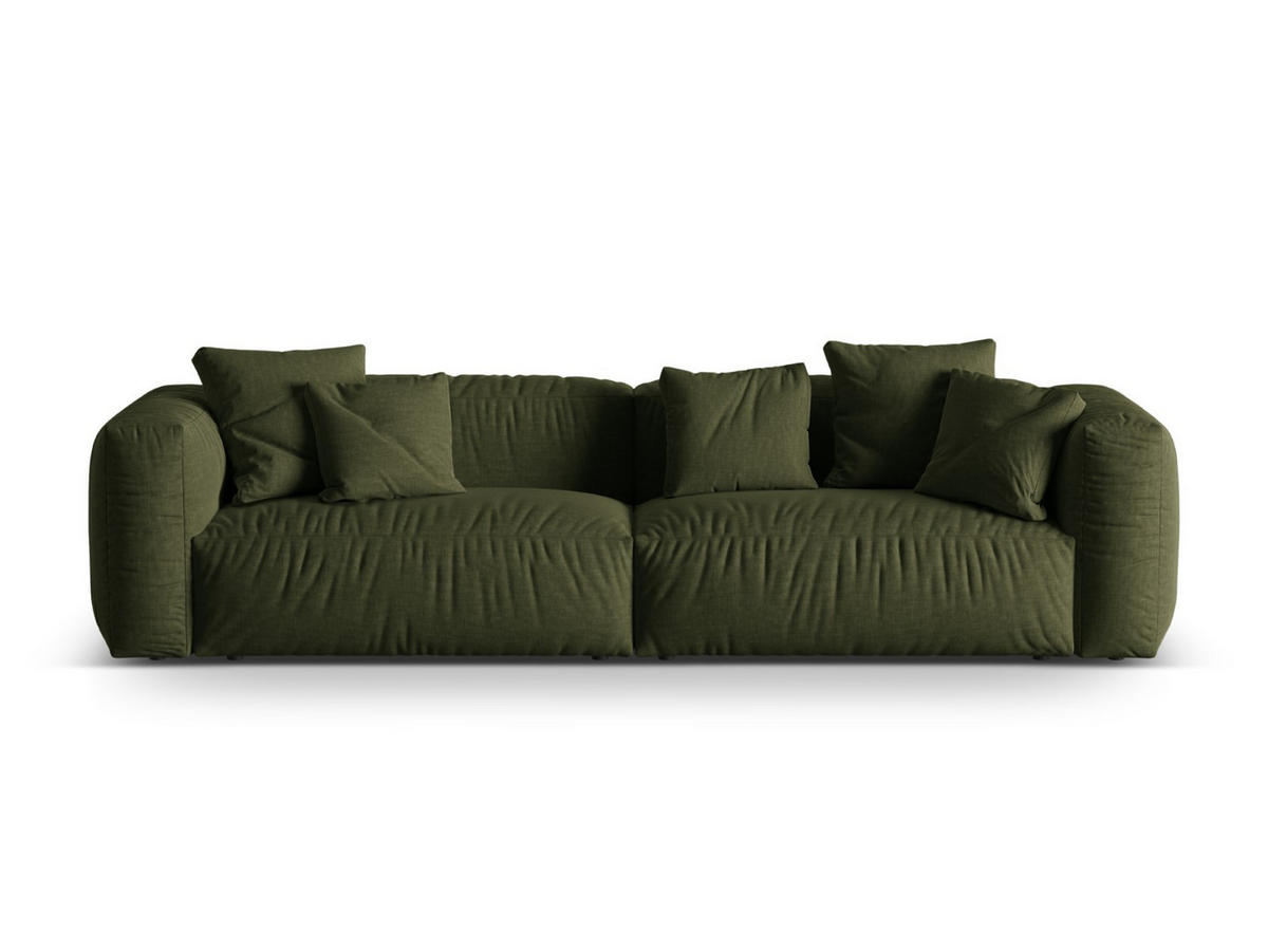 SOFA modular Martina aus strukturiertem Stoff grün 4 Sitzplätze - Grün, Textil (320/75/106cm) - Micadoni