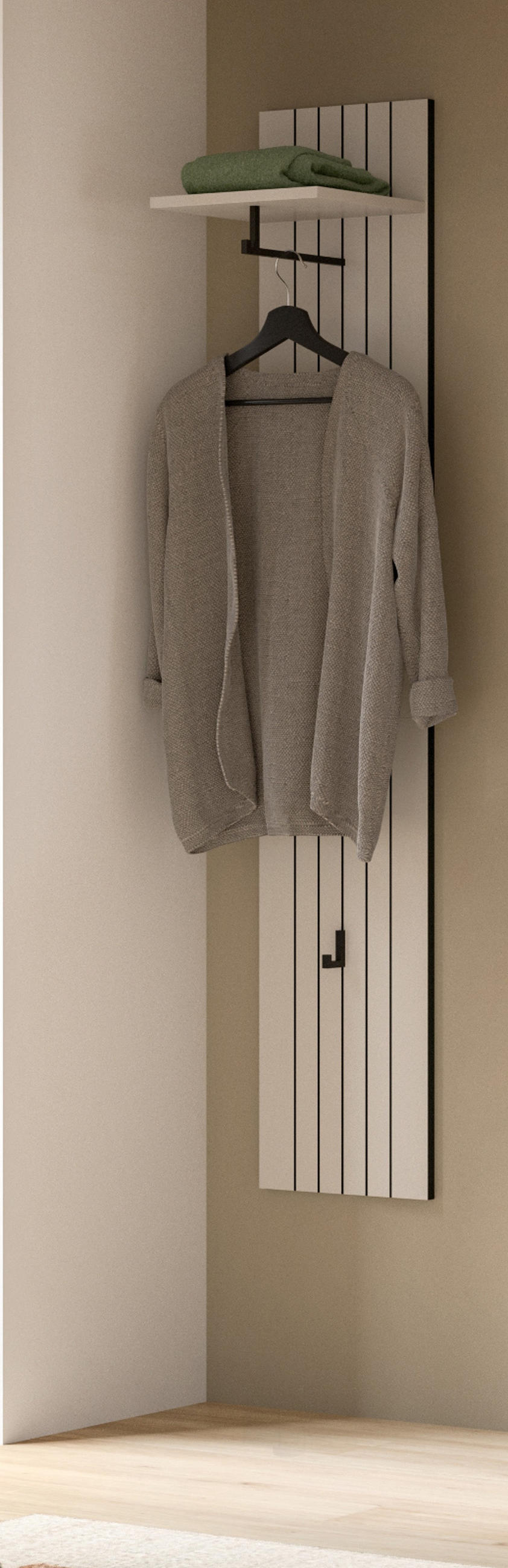 GARDEROBENPANEEL Kaschmir 31 x 160 cm, Flurgarderobe mit Kleiderstange - Kaschmir, Holzwerkstoff/Metall (31/160/27cm) - Inn.Furn