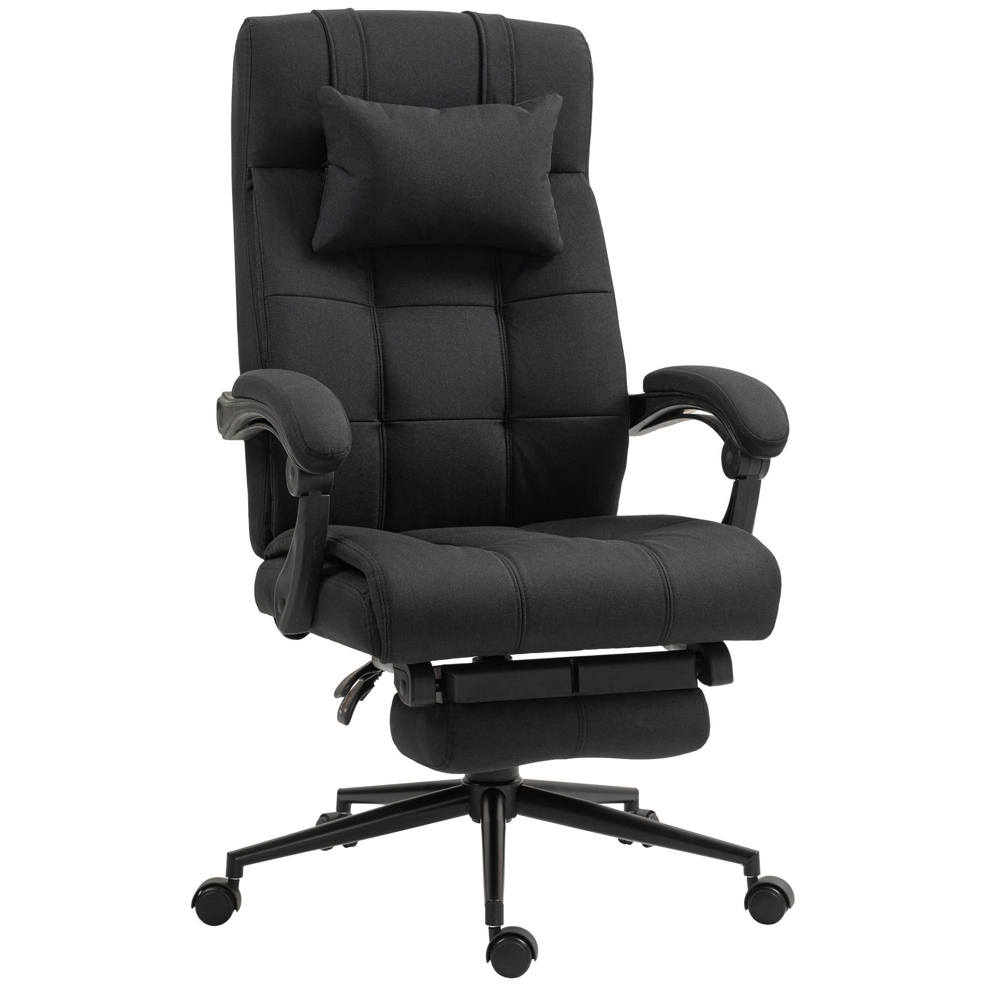 BÜROSTUHL mit Liegefunktion, Schwarz - Schwarz, Kunststoff (66/120/76cm) - Vinsetto