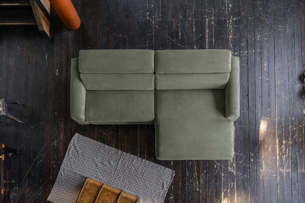 ECKSOFA LAISKA Grün Cord - Schwarz/Olivgrün, Textil/Metall (282/177cm) - KAWOLA