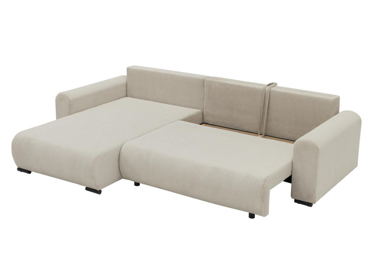 ECKSOFA Merkos Cord - Dunkelgrün/Schwarz, Holz/Textil (285/188cm) - MIRJAN24