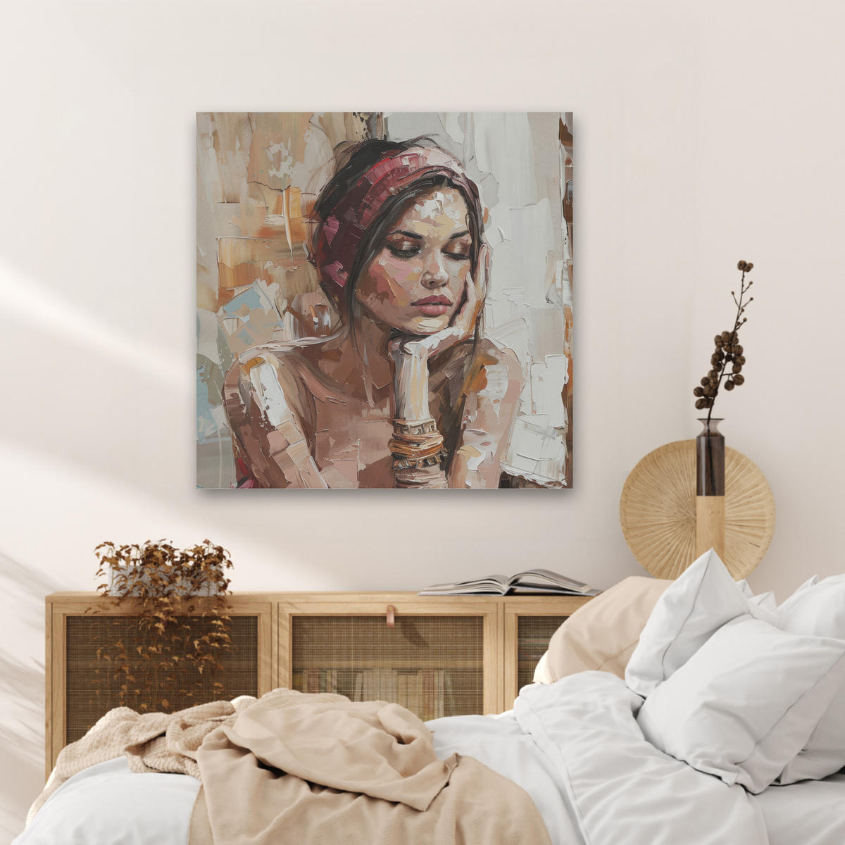 AKUSTIKBILD Frau - Lackierung - Porträt - Modern Akustikpaneele 80x80 cm - Altrosa, Kunststoff (80/80/0.9cm) - MuchoWow