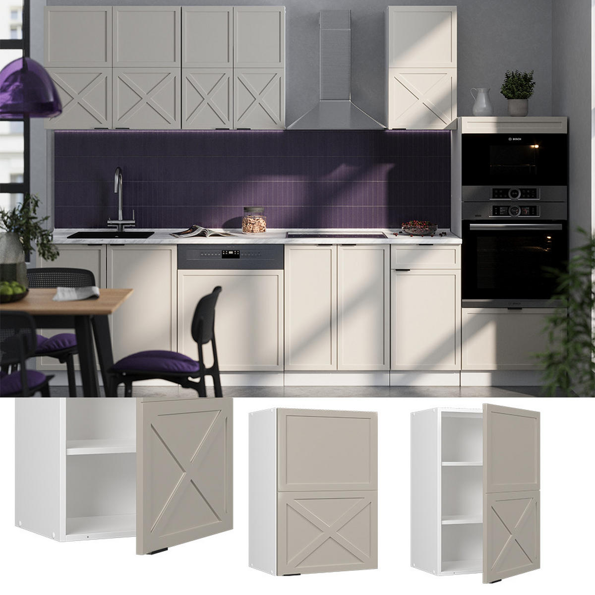 HÄNGESCHRANK Fame-Line GrauBeige 50 cm - Weiß/Grau, Holzwerkstoff (50/72/34.1cm) - Vicco