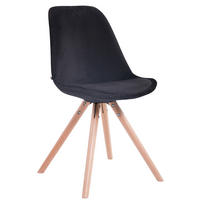 BESUCHERSTUHL Toulon Samt, Gestell Buchenholz Natura rund Schwarz - Schwarz/Naturfarben, Holz/Buchenholz (48/83/56cm) - TPFLiving