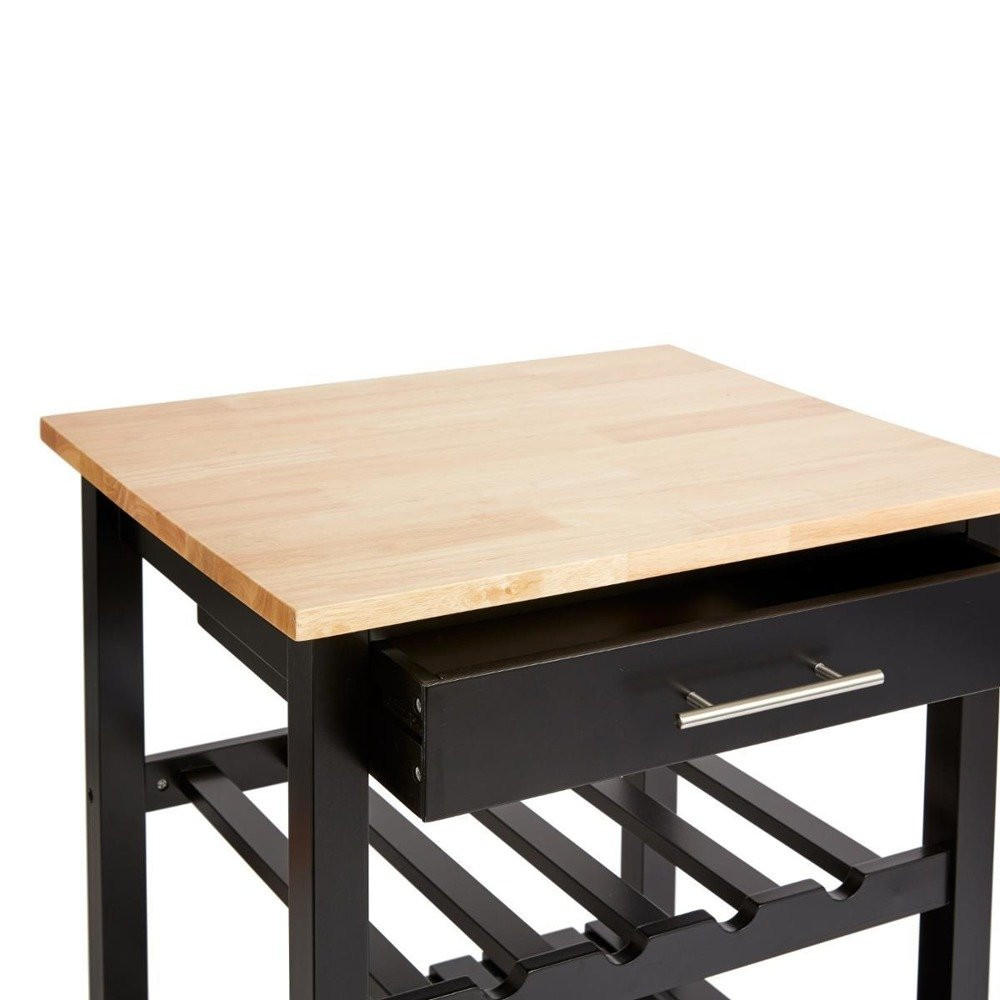 KÜCHENWAGEN Naturfarben, Schwarz 58/48/88 cm - Schwarz, Holzwerkstoff (48/88/58cm) - Atmosphera Createur d´interieur
